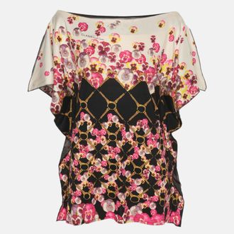 Roberto Cavalli Multicolor Floral Print Silk Top