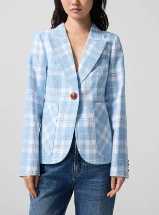 Smythe Womens Sky plaid Duchess Blazer Jacket