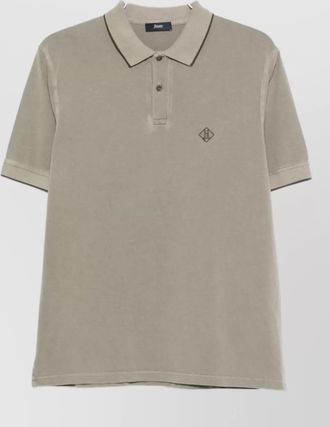 Herno logo cotton polo shirt contrast collar