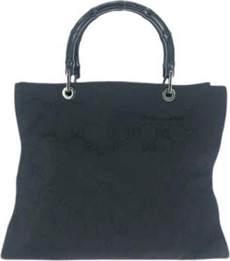 Gucci Pre-owned Bamboo Nylon Handtas - Dames - Vintage Handtas - Zwart - ONE Size - Nylon - Vintage