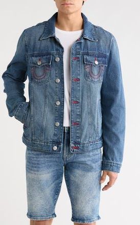 True Religion Jessie Denim Trucker Jacket in Medium Blue Quartz at Nordstrom Rack, Size Xx-Large