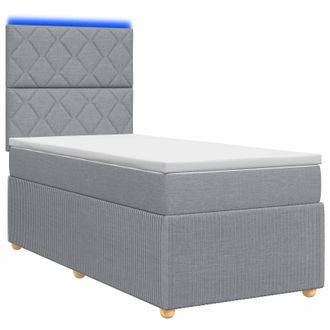 vidaXL Cama De Muelles Con Led Y Colch&oacute;n Gris Claro 90 X 190 Cm Tela Vidaxl