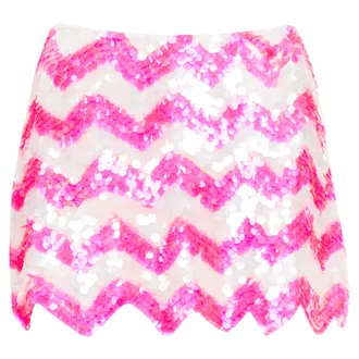 Ashish white neon hot pink chevron paillettes sequin mini skirt XS