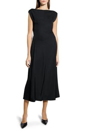 Theory Boat Neck Midi Dress in Black at Nordstrom, Size 10