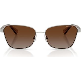Ralph Lauren 56mm Gradient Polarized Irregular Sunglasses in Shiny Silver /Gradient Brown at Nordstrom