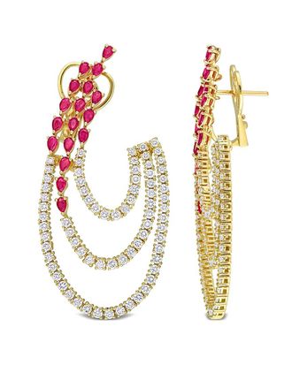 Rina Limor 14K 10.07 Ct. Tw. Diamond & Ruby Earrings