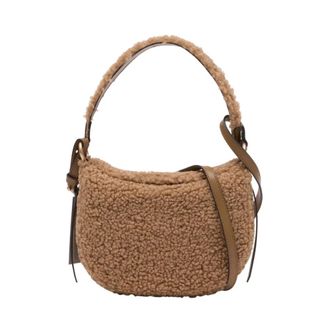 Vanessa Bruno Small Daily Shearling Bag - Dames - Schoudertassen - Bruin - ONE Size - Leer - Tassen