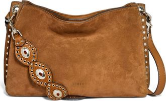 Aim&eacute;e Roma Shoulder Bag in Latte Suede at Nordstrom