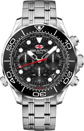 Seapro Mondial Timer Chronograph Quartz Black Dial Mens Watch SP0150