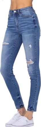 Judy Blue Rainbow Embroidery Pocket Skinny Jean - Plus In Blue