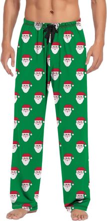 Generic Mens Christmas Lounge Pants with Santa Claus Face Print, Funny Holiday Pyjama Bottoms for Men, Elastic Waist Sleepwear Trousers, Lightweight Soft Cott