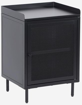 Sweeek Mesita De Noche Industrial De Metal Con 1 Puerta De Rejilla