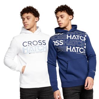 Crosshatch Mens Hensal Hoodie (Pack of 2) (Navy/White) - Size Medium
