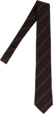 Brunello Cucinelli Geborduurde Zijden Stropdas - Heren - Stropdassen - Bruin - ONE Size - Katoen - Accessoires