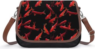 Generic Red Salmon Fish Womens Crossbody Bag Fashion Shoulder Handbags Message Tote Bag with Adjustable Strap