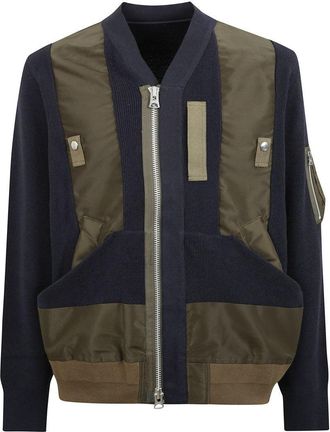 sacai Ribbed Technical Jacket With Mixed Fabrics
