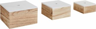 ZELLER PRESENT Aufbewahrungsbox 3er Set, Holz, weiss/natur