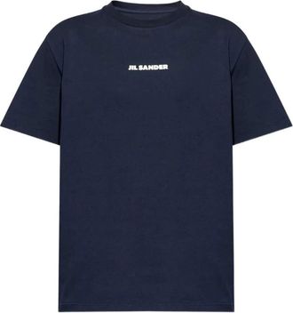 Jil Sander Katoenen Logo T-shirt - Heren - T-shirts - Blauw - M - Katoen - Tops