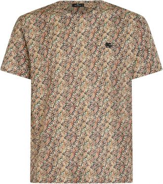 Etro Palm Tree Print T-Shirt - Heren - T-shirts - Veelkleurig - XL - Katoen - Tops