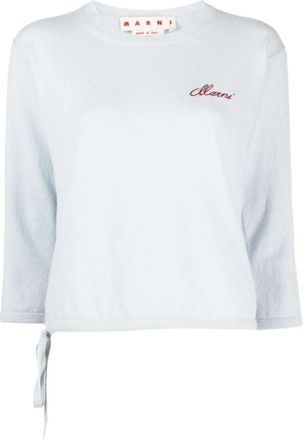 Marni Rondgebreide trui - Dames - Ronde hals truien - Blauw - XS - Kasjmier - Truien & Vesten