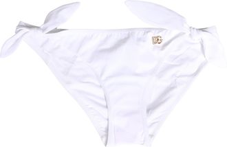 Dolce & Gabbana White Nylon DG Logo Plaque Bikini Bottom Womens Swimwear