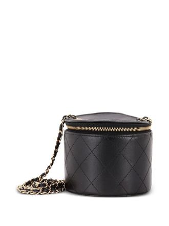 Chanel CC Round Vanity Case with Chain Quilted Lambskin Mini clutch bag - Nero