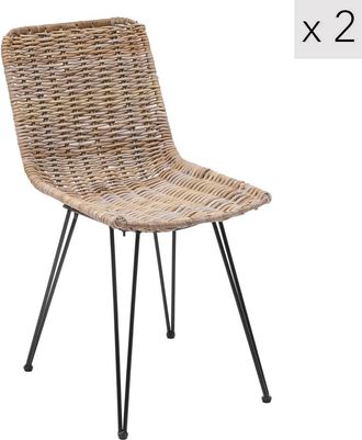 Nordlys Set 2 sillas en acero y fibras marrón