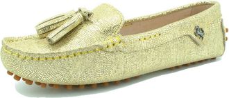 Minitoo Driving Shoes Womens Tassel Gold Snake Suede Leather Loafers Slip-ons Casual Holidays Flats UK 5