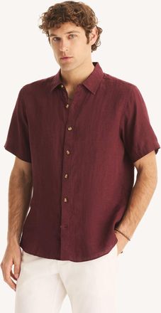 Nautica Mens Classic Fit Short-Sleeve Linen Shirt
