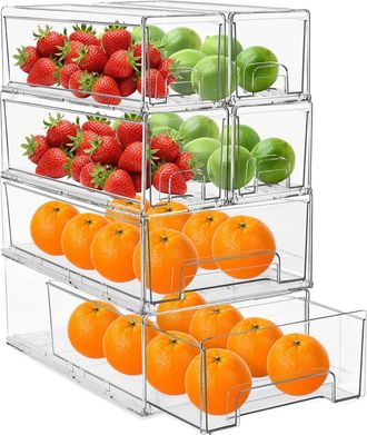 Sorbus Pack Of 6 Clear Stackable Small/Med Refrigerator Drawers