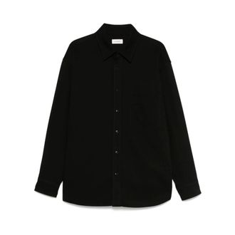 Christophe Lemaire Casual Shirts, male, Black, Size: M Black Button-Up Shirt Drop Shoulder