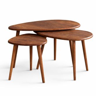 Concept Usine Conjunto de 3 mesas anidadas con dise&ntilde;o de efecto nogal
