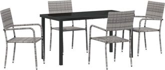 vidaXL Conjunto De Comedor De Jard&iacute;n 5 Pcs Gris Polirat&aacute;n Vidaxl