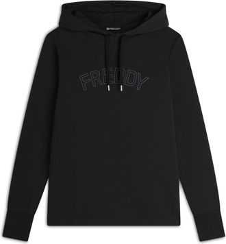 Freddy Felpa donna con cappuccio stampa paislely e logo con borchie