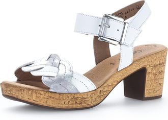 Gabor Women Sandals, Ladies Strappy Sandals,Sandal,Summer Shoe,Summer Sandal,Heel,White (wei&szlig;-Silber Kombi),38 EU / 5 UK