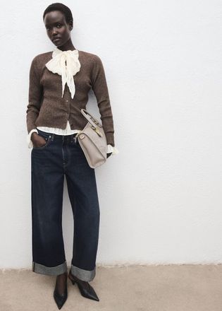 Mango Cardigan maglia a coste cioccolato - Donna - XS - MANGO