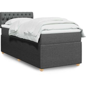 vidaXL Cama Box Spring Con Colch&oacute;n Tela Gris Oscuro 90x190 Cm Vidaxl