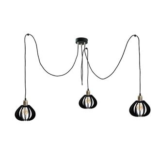 Netlighting Gemma Cluster Pendant Ceiling Light Black Gold 3x E27