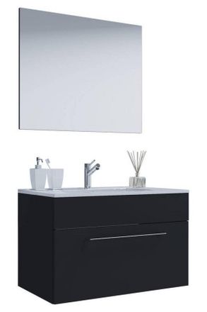 MID.YOU Mid.you Waschtischkombi, Schwarz, Metall, 1 Schubladen, 60 cm, h&auml;ngend, Badezimmer, Waschbecken & Armaturen, Waschtische