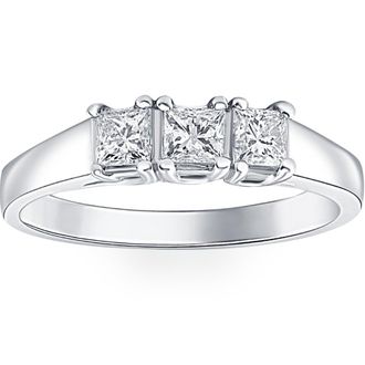 Pompeii3 1ct Three Stone Princess Cut Diamond Ring 14K White Gold