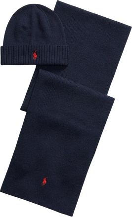 Ralph Lauren Mutsen- en Sjaalset - Heren - Wintersjaals - Blauw - ONE Size - Accessoires