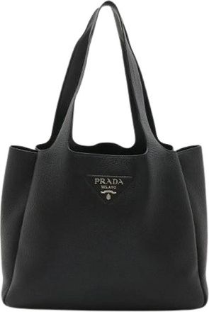 Prada Pre-owned Vitello Daino Soft 2way Tote Bag - Dames - Vintage Shopper - Zwart - ONE Size - Leer - Vintage