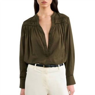 Nili Lotan Womens Clarys Top In Olive Green