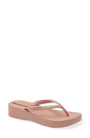 Ipanema Wedge Platform Flip Flop in Pink/Red at Nordstrom, Size 10