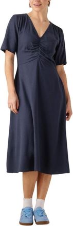 Modstr&ouml;m Navy Midi Jurk Elegant Veelzijdige Stijl - Dames - Casual kleedjes - Blauw - XS - Kleedjes
