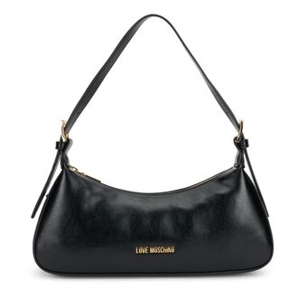Love Moschino Gebogen Schoudertas - Dames - Tassen - Zwart - Maat: ONE Size Poliester
