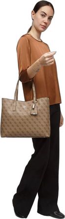 Guess Womens Tote Latte Logo Polyurethane Tote-bags