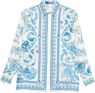 Versace Camicia con stampa conchiglie - Blu