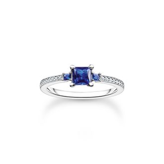Thomas Sabo Thomas Sabo Ring mit blauen und weissen Steinen silber dunkelblau TR2402-166-32-48