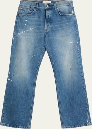 Jeanerica Mens Paint Splatter Medium Blue Denim Jeans